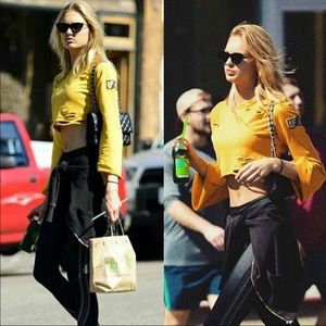 LF distressed crop bell sleeve sweatshirt